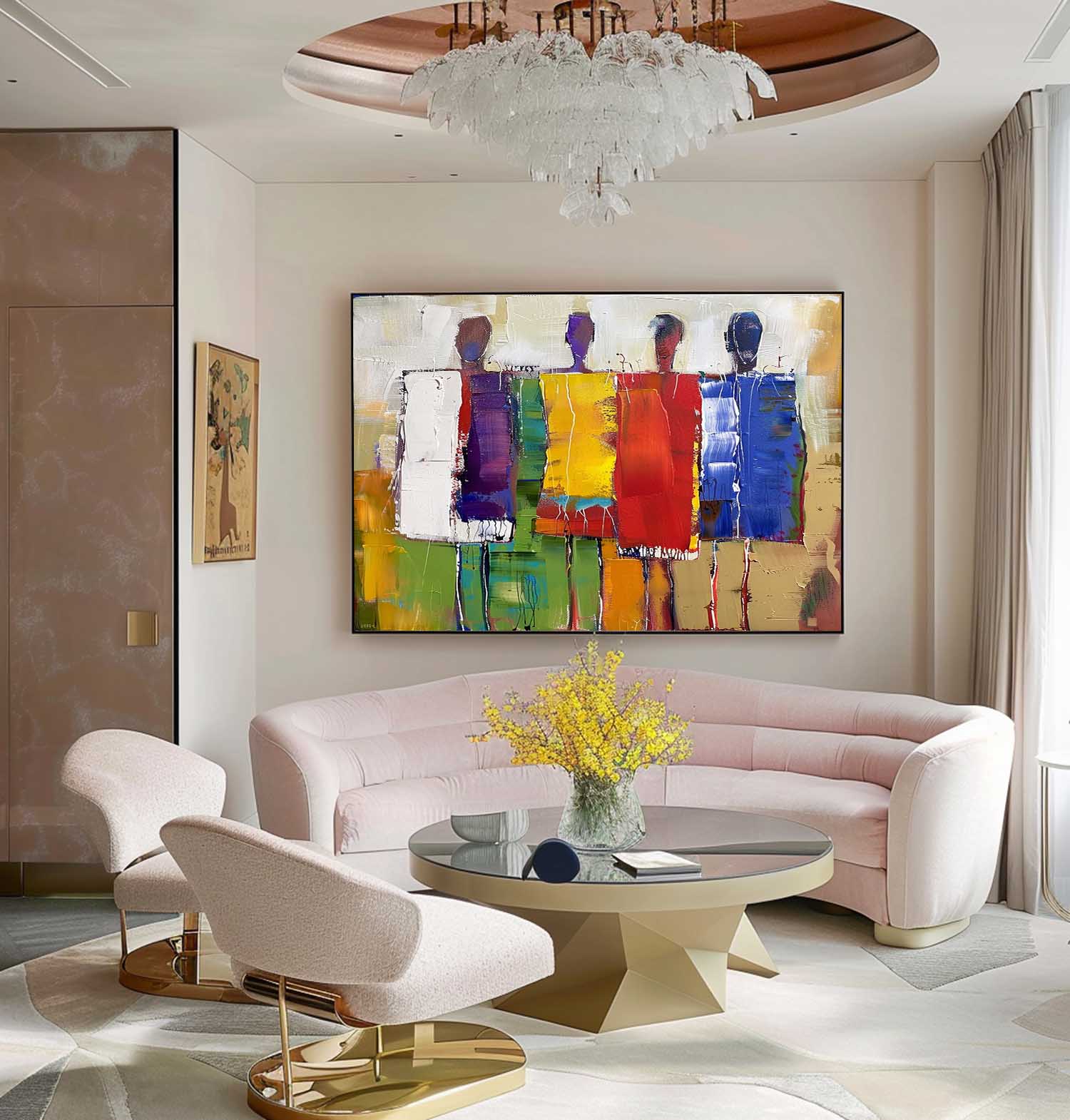 Colorful Abstract Figure Oil Painting Large Silhouette Wall Art Original Artwork For Living Room