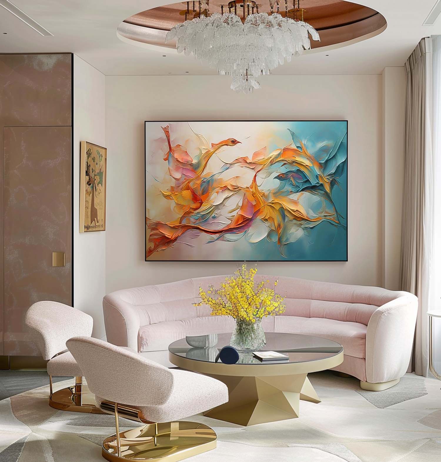 Large Texture Original Abstract Phoenix Wall Art Vibrant Color Abstract Bird Paintings Online Contemporary Artwork