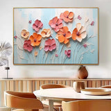 Spring Flowers Drawing Large Textured Floral Acrylic Painting Modern Original Framed Floral Wall Art