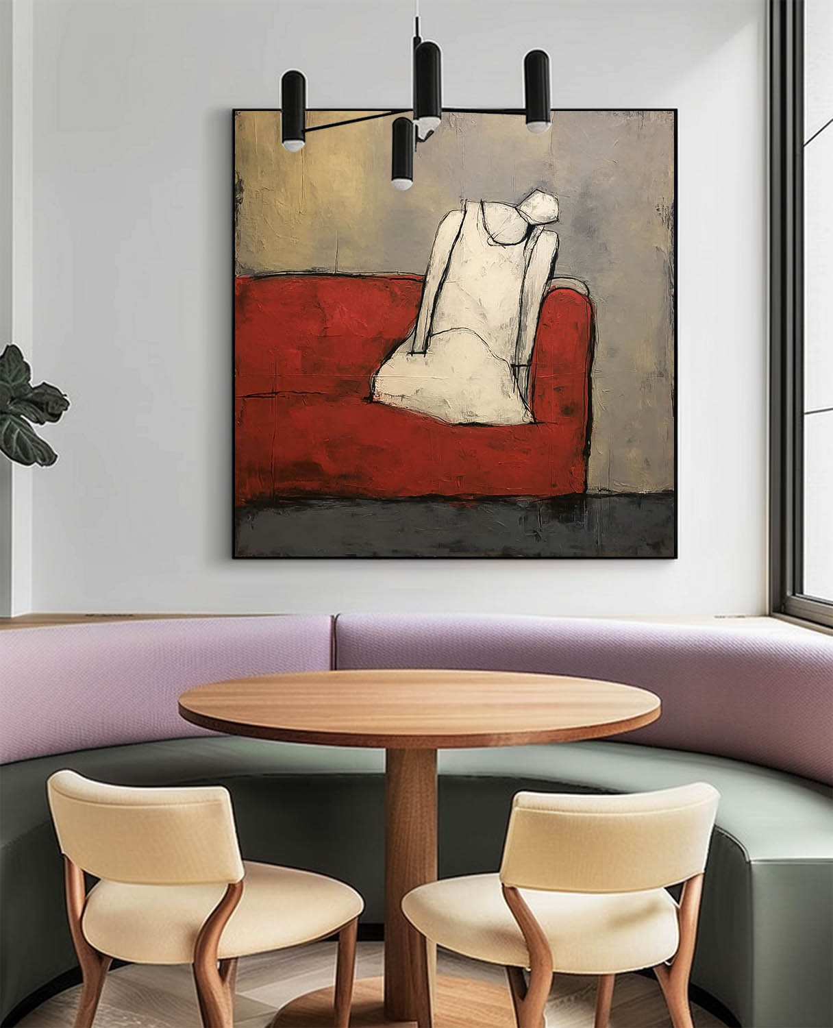 Original Minimalist Artwork Abstract White Vintage Dress Oil Painting Large Wall Art For Living Room