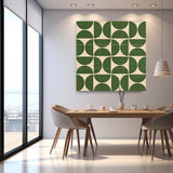 Green Geometry Modern Minimalist Canvas Acrylic Painting Large Regular Semicircle Abstract Wall Art Framed