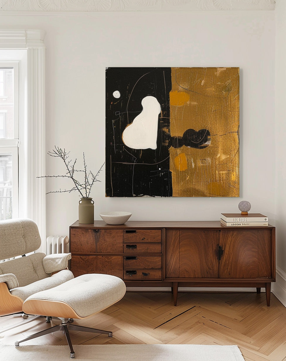 Lovely Modern Minimalist Canvas Painting Acrylic Large Brown Abstract Wall Art Framed For Living Room