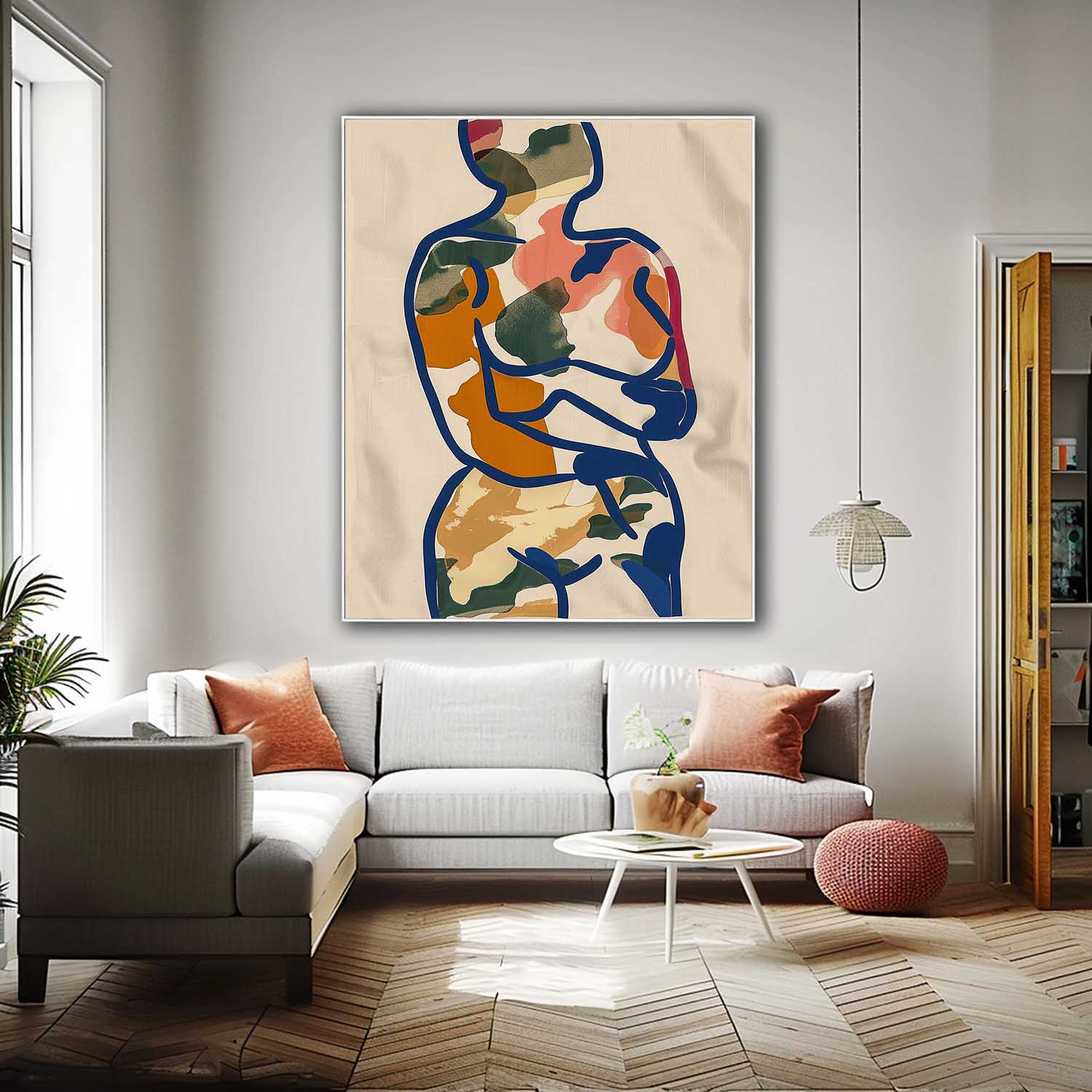 Minimalism Graffiti Oil painting Colors Original Abstract Body Line Outline Wall Art Figure Contour Acrylic Painting