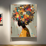 Original Lady Wall Art Abstract Color Flower Profile Shadow Artwork Large Portrait Painting For Living Room