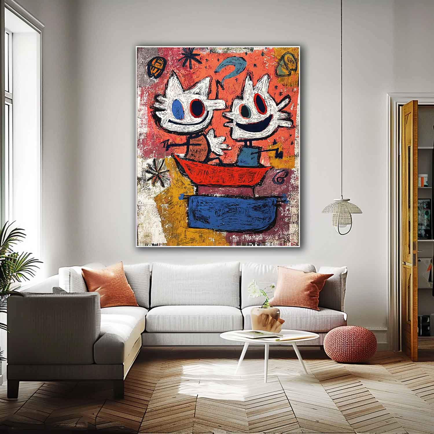 Original Features Artwork Abstract Lovely Characters Painting Canvas Large Graffiti Cartoon Figure Wall Art