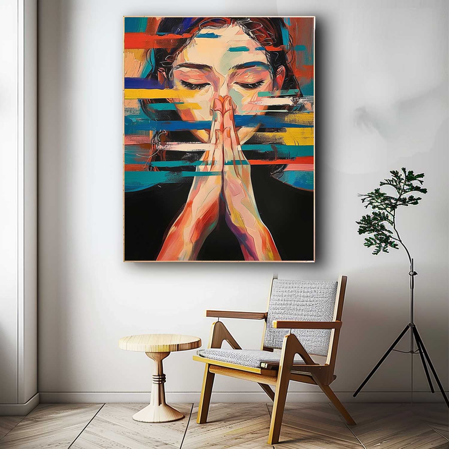 Texture Portrait Large Beauty Lady Wall Art Original Beautiful Girl Painting Canvas Woman Face Figurative Fashion Home Decor