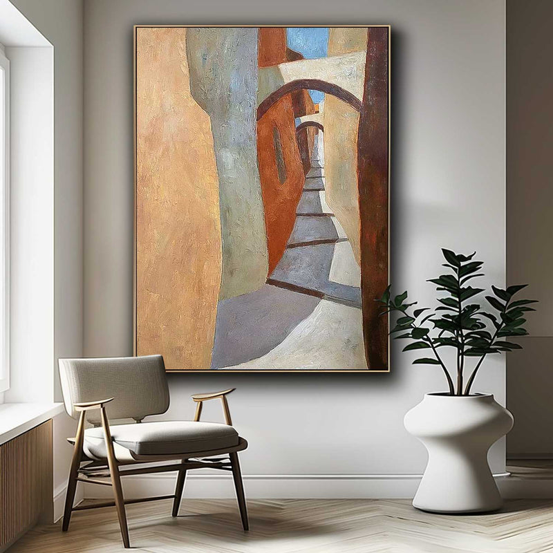 Cheap Warm Color Abstract Wall Art Large Contemporary Alley Acrylic Painting On Canvas Graet Quality artworks