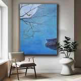 Large Blue Landscape Oil Painting On Canvas Abstract Scenery Wall Art Acrylic Painting Night View Home Decor