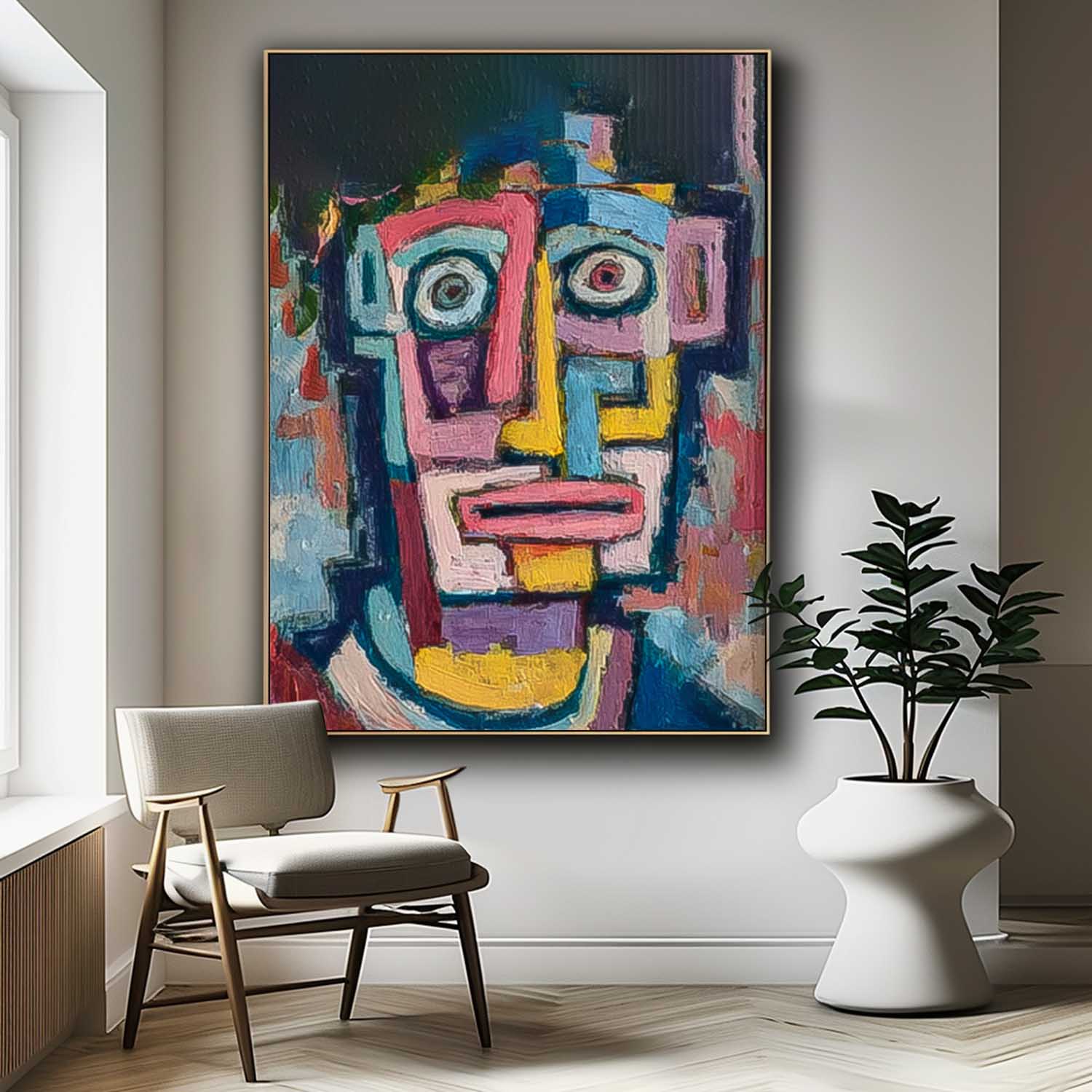 Large People Wall Art Color Abstract Portrait Oil Painting Canvas Original Humor Face Painting