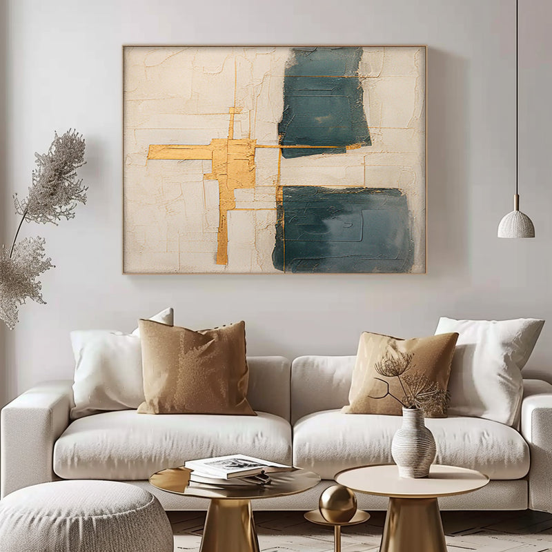 Original Beige Minimalist Abstract Acrylic Painting Large Wall Art Modern Texture Gold Abstract Oil Painting Home Decor