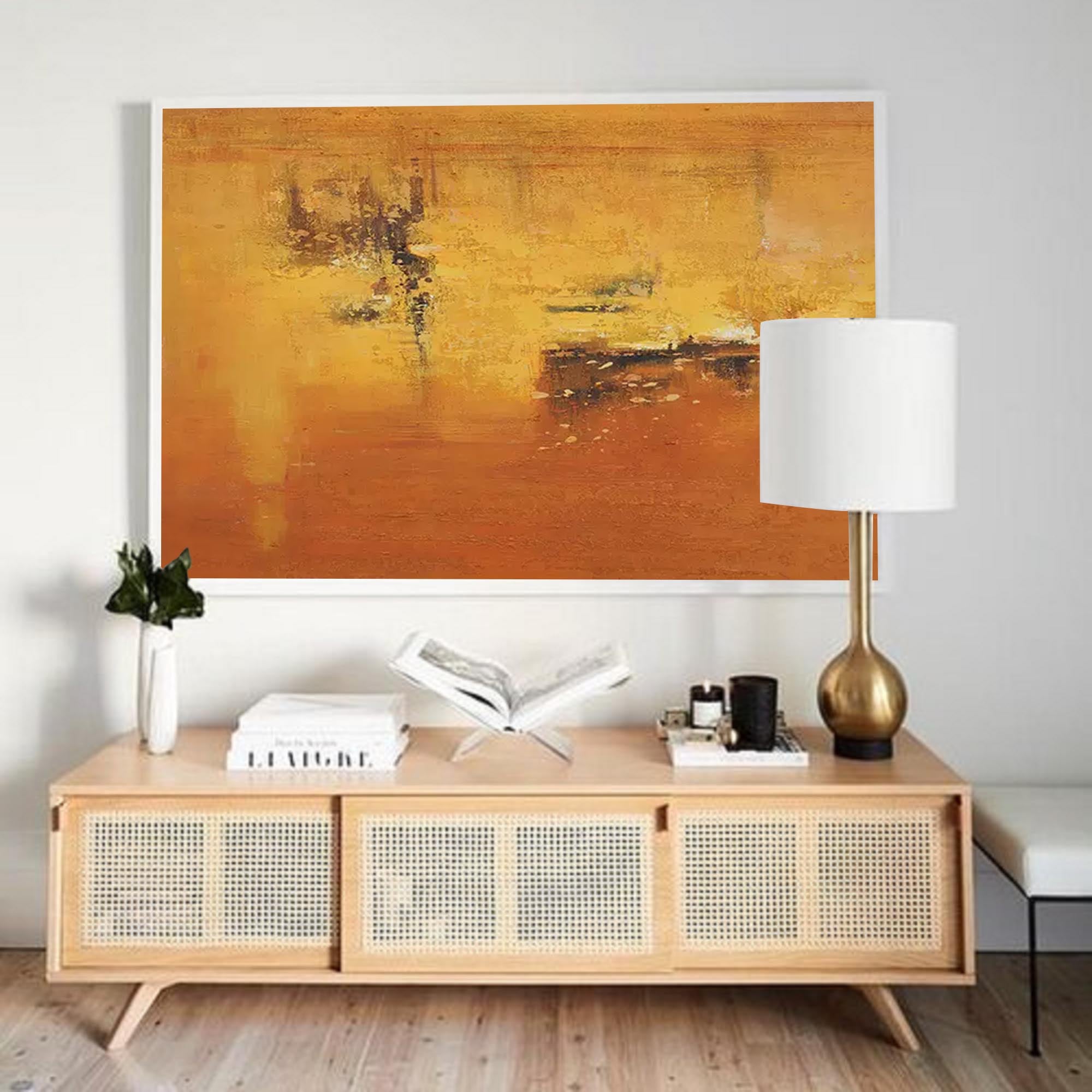 Original Abstract Oil Painting On Canvas Large Yellow Wall Art Modern Oil Painting Home Decor