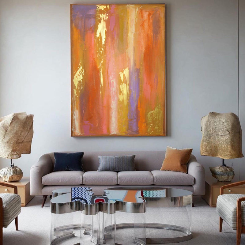Bright Abstract Oil Painting On Canvas Large Original Acrylic Painting Living Room Modern Wall Art
