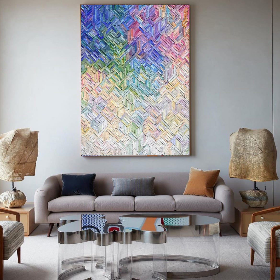 Modern Texture Wall Art Bright colors Abstract Oil Painting On Canvas Large Original knife Painting For Living Room