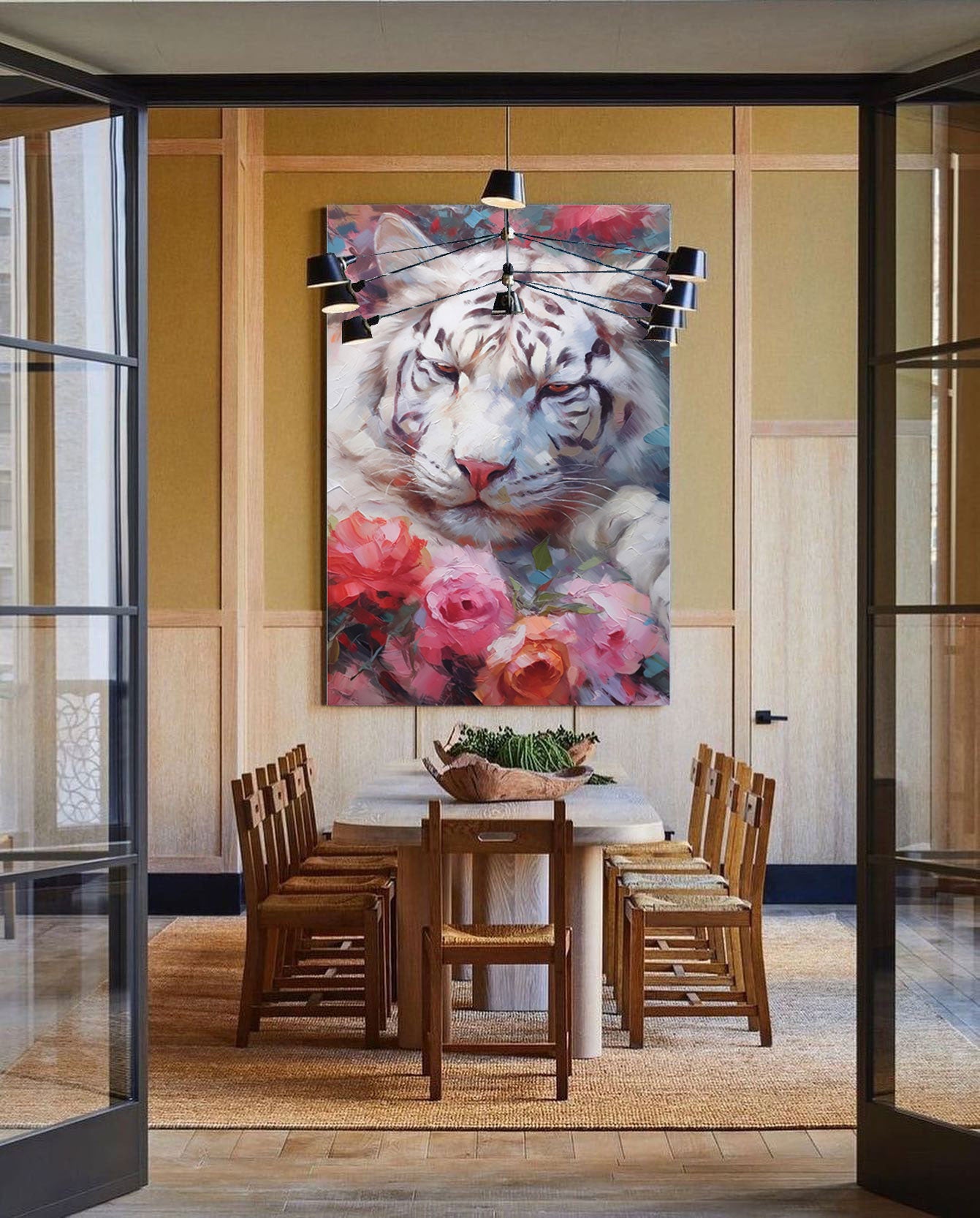 Modern Abstract White Tiger Canvas Oil Painting Original Tiger Canvas Wall Art Texture Modern Animal Oil Painting Home Decor