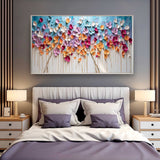 Large Colorful Textured Flowe Original Drawing knife Flowers Wall Art Modern Floral Painting On Canvas