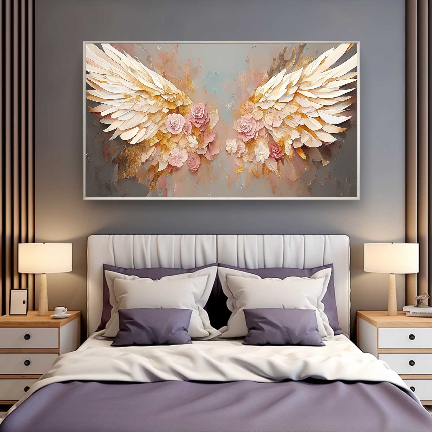 Big Abstract Angel Wing Flowers Oil Painting On Canvas Original Wing Art Boho Wall Decor Modern Wall Art
