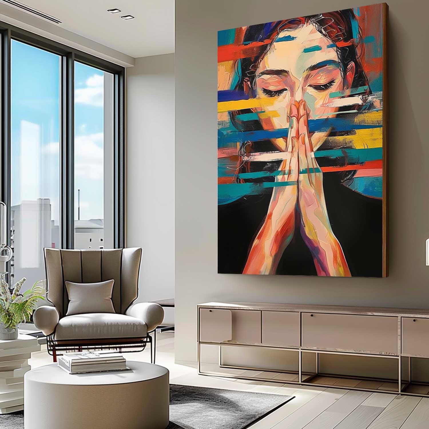 Texture Portrait Large Beauty Lady Wall Art Original Beautiful Girl Painting Canvas Woman Face Figurative Fashion Home Decor