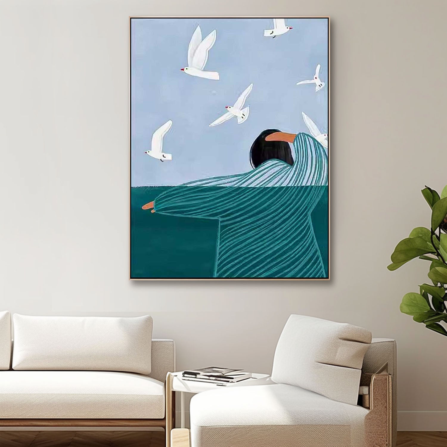 Abstract Child Back View Oil Painting On Canvas Original Line Wall Art Modern Impressionism Art For Children's Room