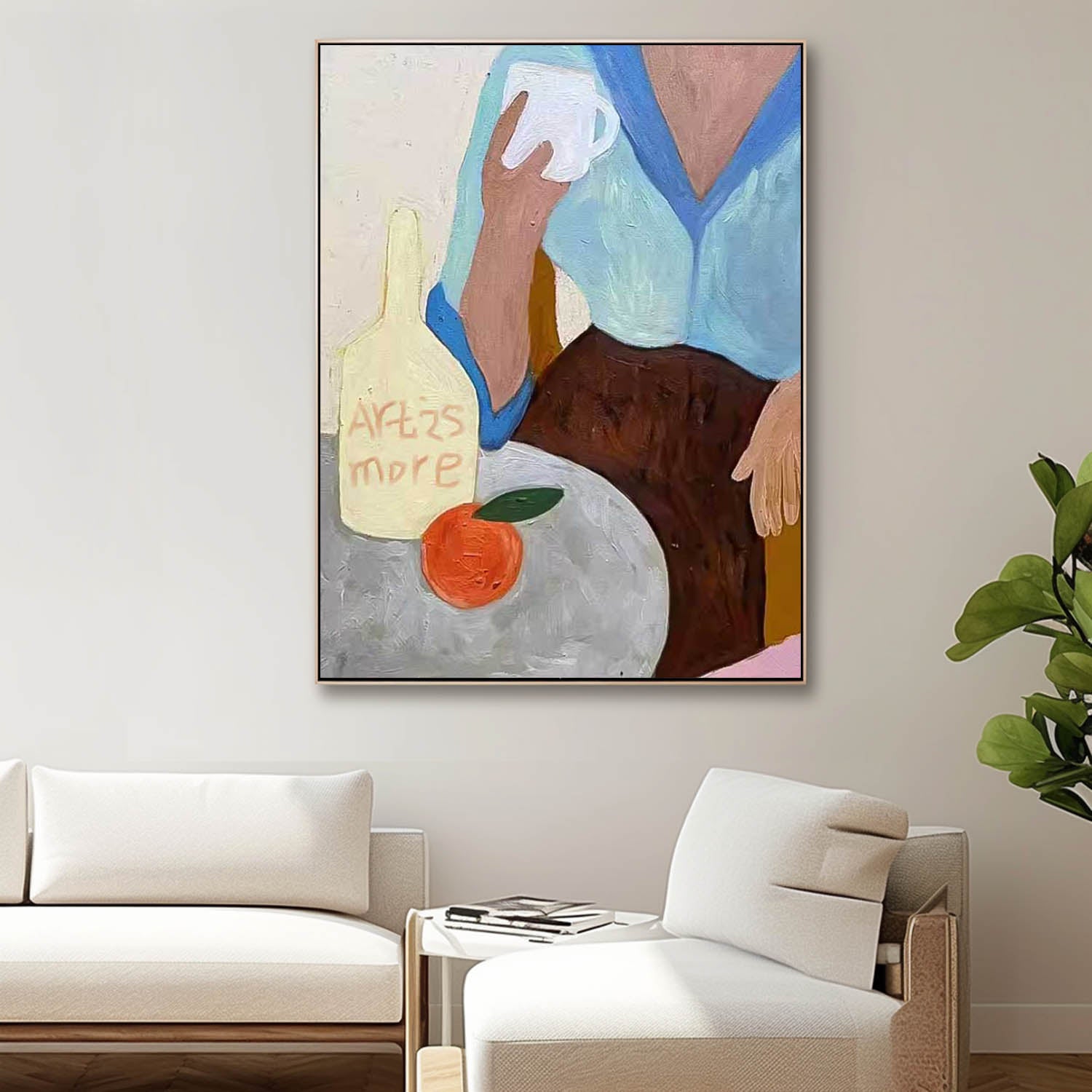 Original Wall Art Minimalist Abstract Cartoon Characters oil Painting On Canvas Modern People Acrylic Painting 