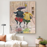 Rainy Day Cute Women Portrait Painting Original Humored Wall Art Interesting Medieval Style Art