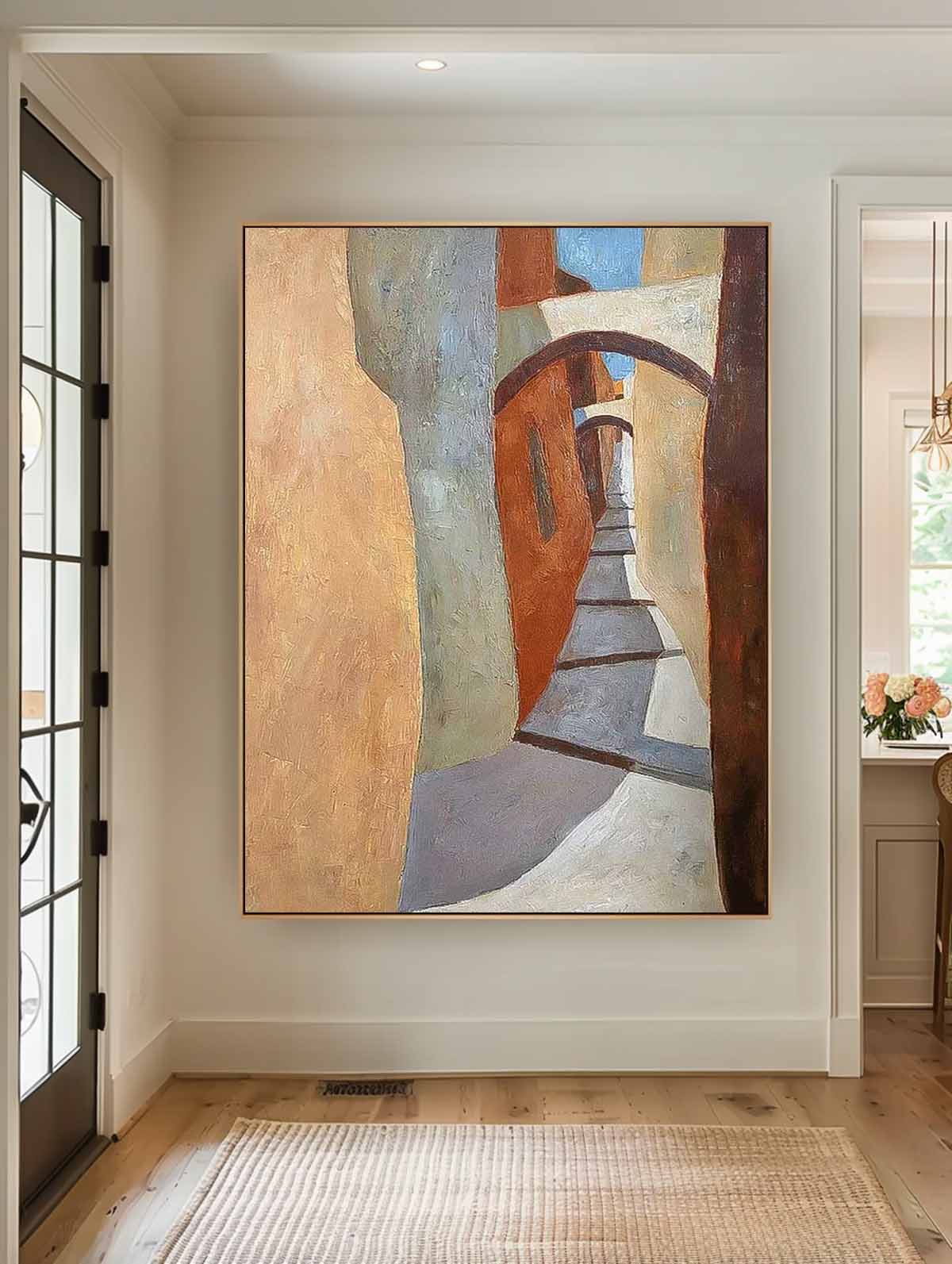 Cheap Warm Color Abstract Wall Art Large Contemporary Alley Acrylic Painting On Canvas Graet Quality artworks