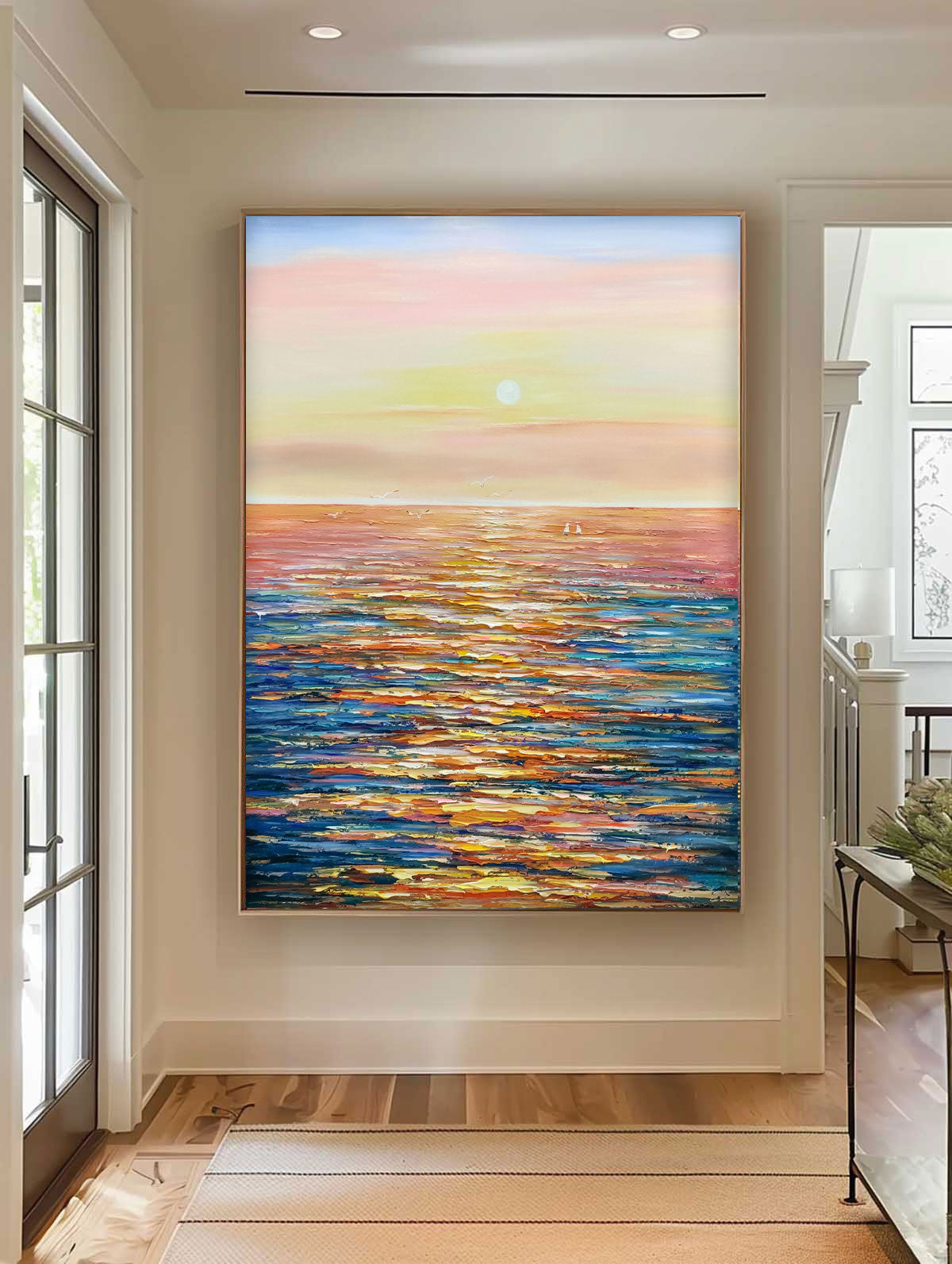 Abstract Sunset Modern Wall Art Acrylic Painting Large Texture Sea Surface Landscape Oil Painting Home Decor