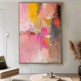 Large Modern Acrylic Painting On Canvas Pink Texture Color Abstract Oil Painting Original Artwork Decor
