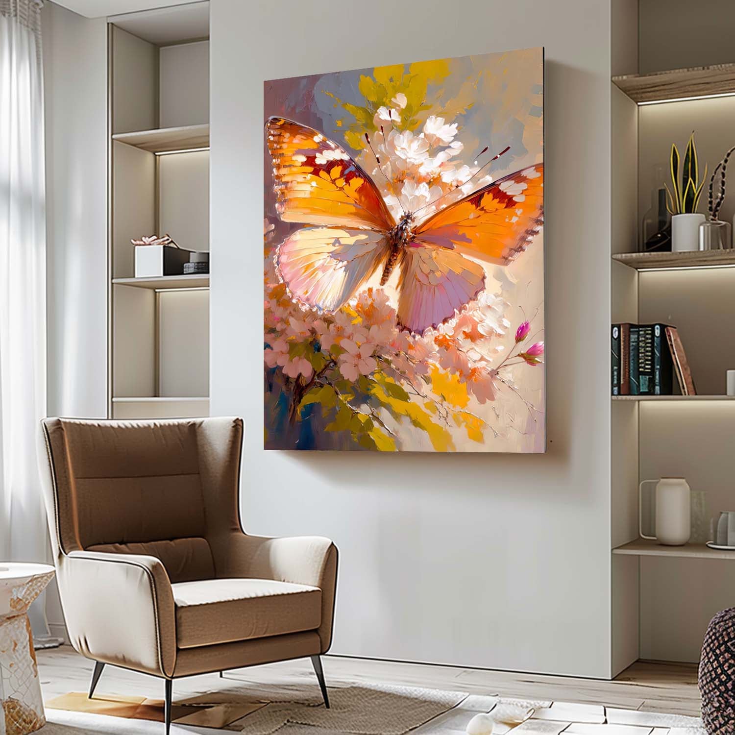 Bright Oil Painting Modern Texture Oil Painting Impressionist Butterfly Wall Art Original Artwork Decor