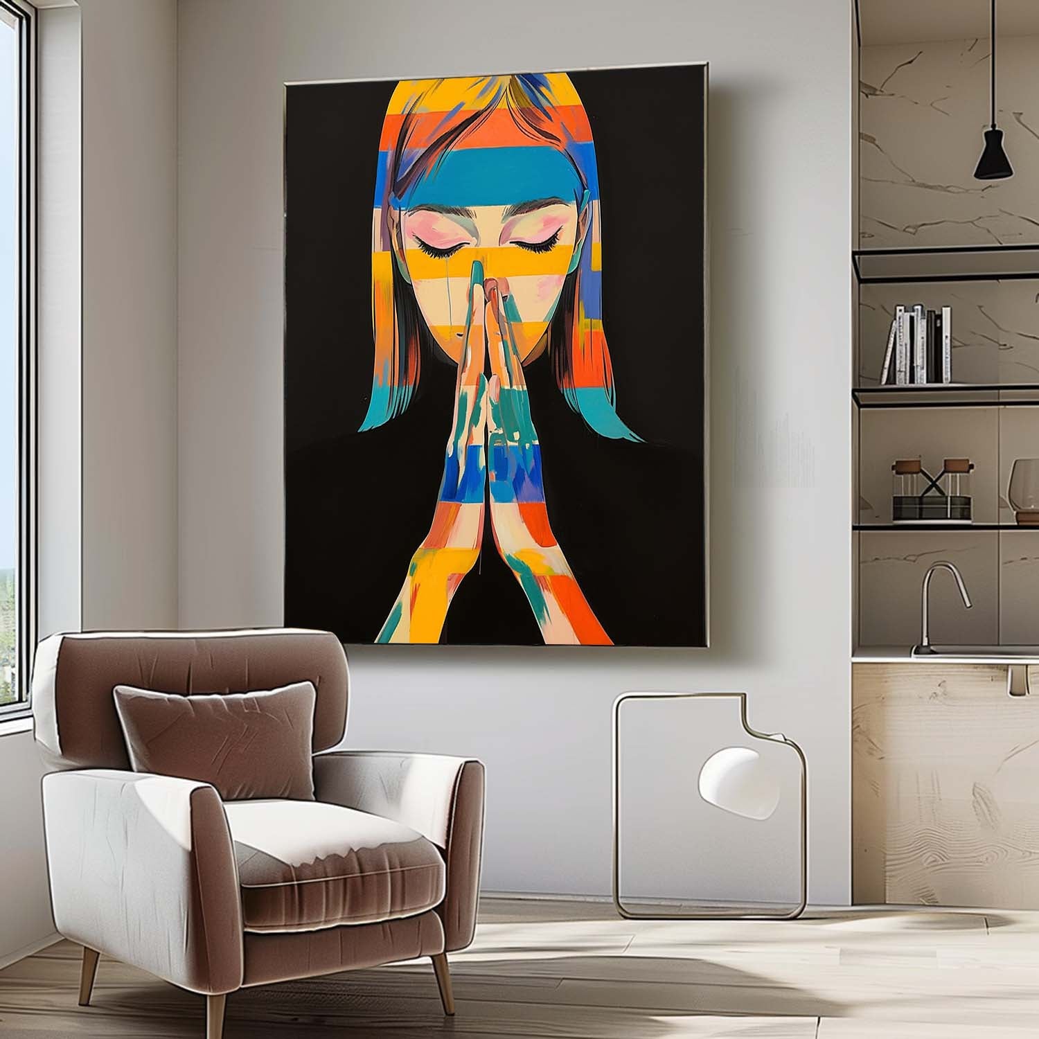 Woman Face Figurative Texture Portrait Large Beauty Lady Wall Art Original Beautiful Girl Painting Canvas Fashion Home Decor