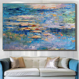 Big Lotus Leaf Flower Artwork Original Abstract Oil Painting On Canva For Living Room Decor Gift
