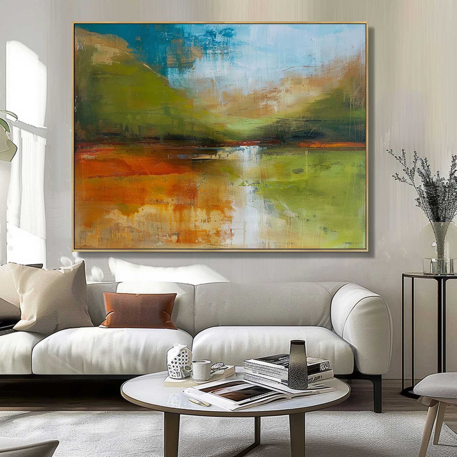 Warm Color Abstract Landscape Oil Painting On Canvas Original Scenery Painting For Living Room Wall Art Decor