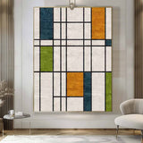Original Abstract Oil Painting On Canvas Geometric Color Blocks Modern Wall Art Large Acrylic Painting Framed