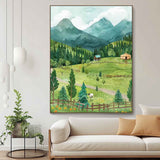 Abstract Modern Prairie Wall Art Sheep Acrylic Painting Large Landscape Oil Painting On Canvas Home Decor
