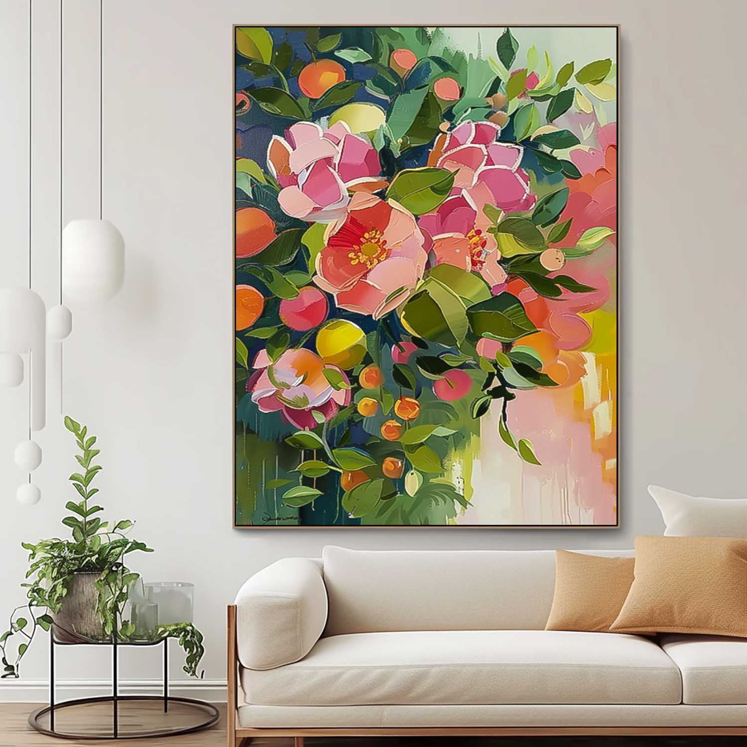 Custom Painting Boho Wall Decor Abstract Peony Flower Oil Painting on Canvas Large Original Watercolor Flowers Art