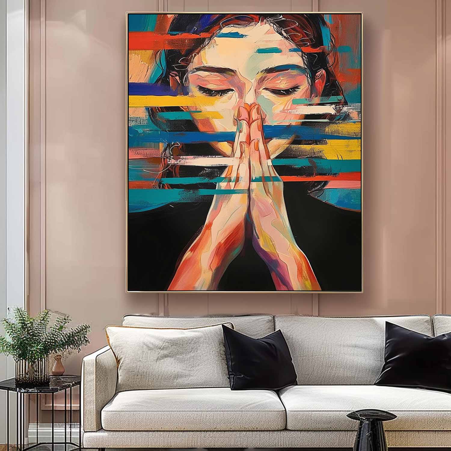 Texture Portrait Large Beauty Lady Wall Art Original Beautiful Girl Painting Canvas Woman Face Figurative Fashion Home Decor