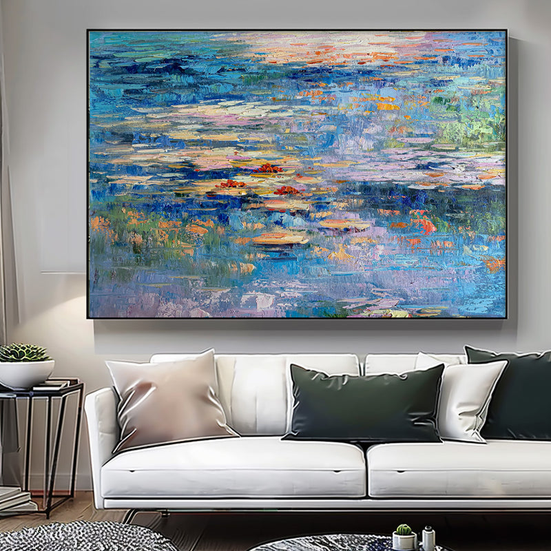 Big Lotus Leaf Flower Artwork Original Abstract Oil Painting On Canva For Living Room Decor Gift