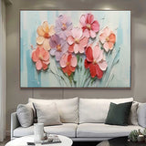 Large Textured Floral Acrylic Painting Spring Flowers Drawing Modern Original Framed Floral Wall Art