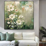 Lovely Original Flowers Abstract Wall Art Exquisite Green Acrylic Painting Modern Floral Oil Painting On Canvas