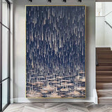 Realism Rain Abstract Wall Art Large Contemporary Raindrop Abstract Landscape Acrylic Painting On Canvas