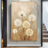 Large Original Texture Flowers Art Abstract Flower Oil Painting on Canvas Delicate Dandelion Painting Wall Decor