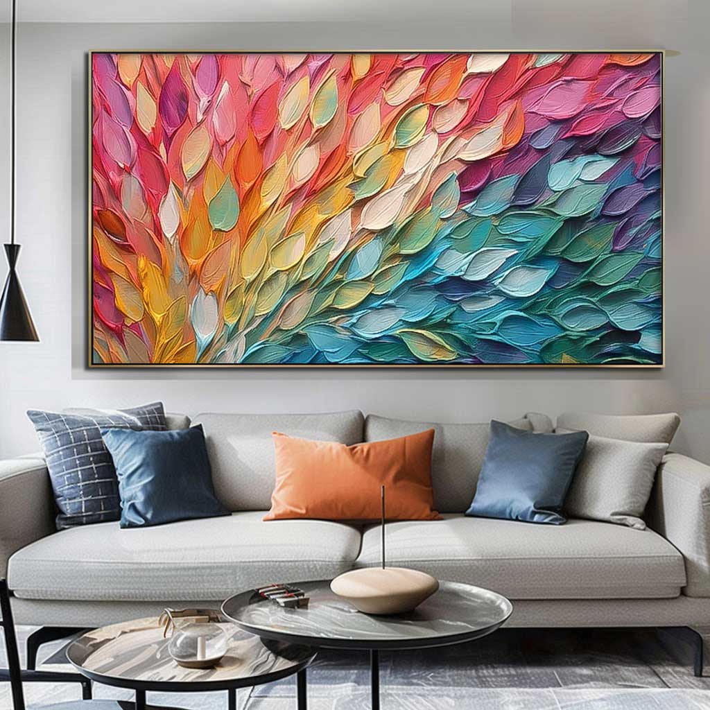 Original Texture Oil Painting On Canvas Large Bright Colorful Acrylic Painting Modern Abstract Living Room Wall Art
