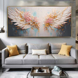 Original Wing Art Boho Wall Decor Big Abstract Angel Wing Flowers Oil Painting On Canvas Large Wall Art Gift for Her