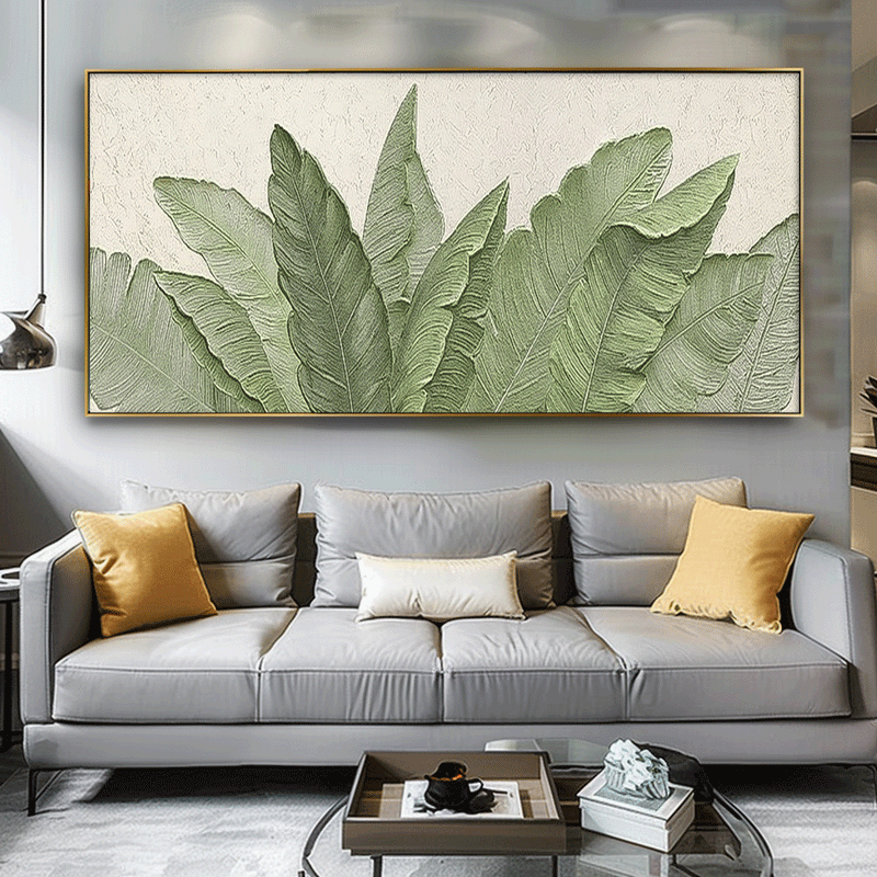 Affordable Large Wall Art Textured Foliage Acrylic Painting Original Modern Leaf Painting On Canvas For Living Room