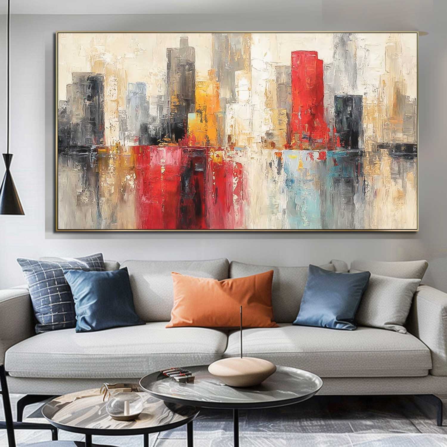 Original City Wall Art Colorful Texture Abstract Oil Painting Big Canvas Artwork Modern Acrylic Painting