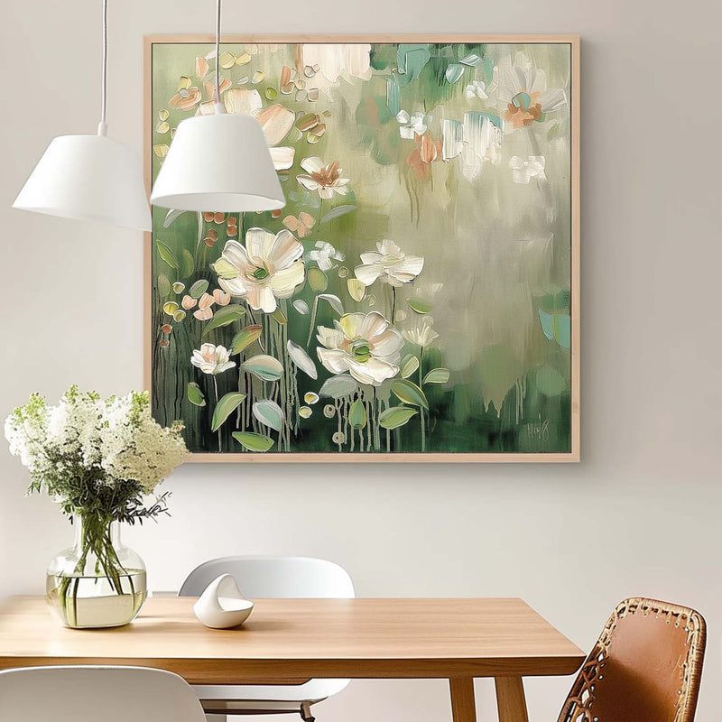 Lovely Original Flowers Abstract Wall Art Exquisite Green Acrylic Painting Modern Floral Oil Painting On Canvas