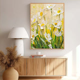 Large Original Texture Contemporary Flowers Artwork Abstract Bright Yellow Flower Oil Painting On Canvas