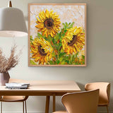 Square Original Sunflower Painting Large Floral Acrylic Painting Modern Floral Oil Painting On Canvas