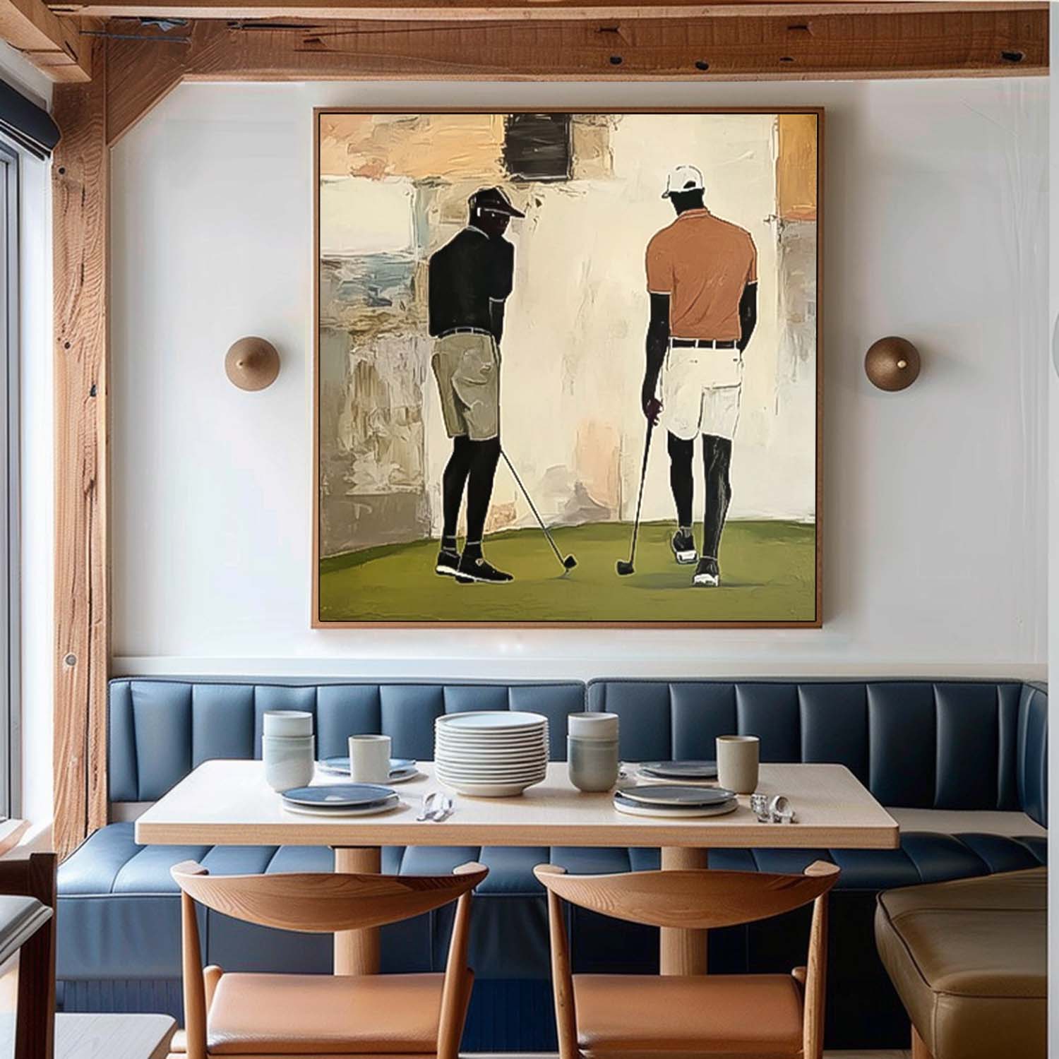 Modern Golf Artwork Unique Art  Square Textured Golf Art Contemporary Sport Decor Golf Lovers Gift