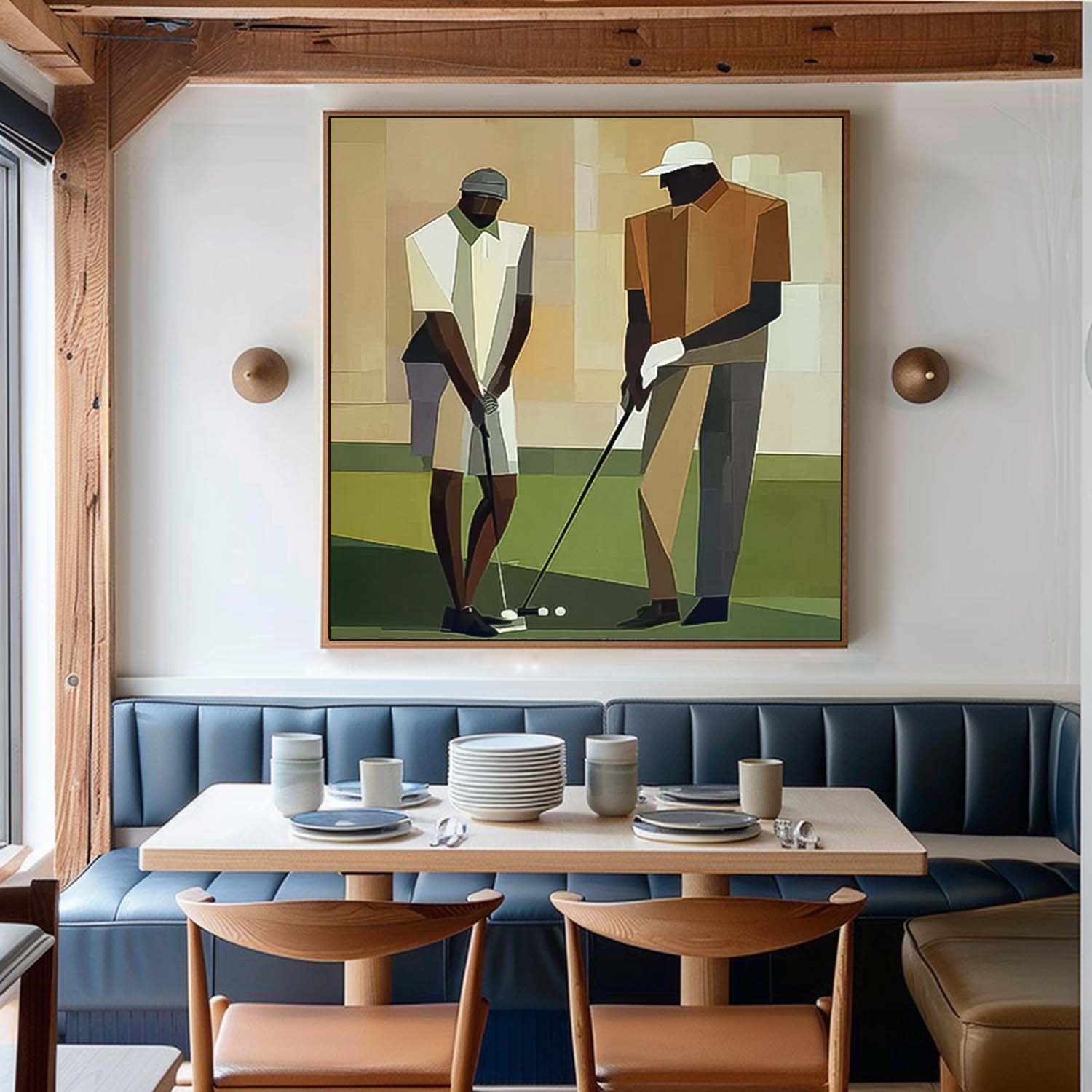 Square Textured Golf Art Modern Golf Artwork Unique Art Contemporary Sport Decor Golf Lovers Gift