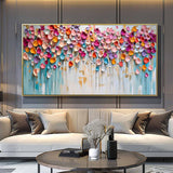 Large Acrylic Colorful Textured Flower picture Original Flowers Wall Art Modern Floral Painting On Canvas